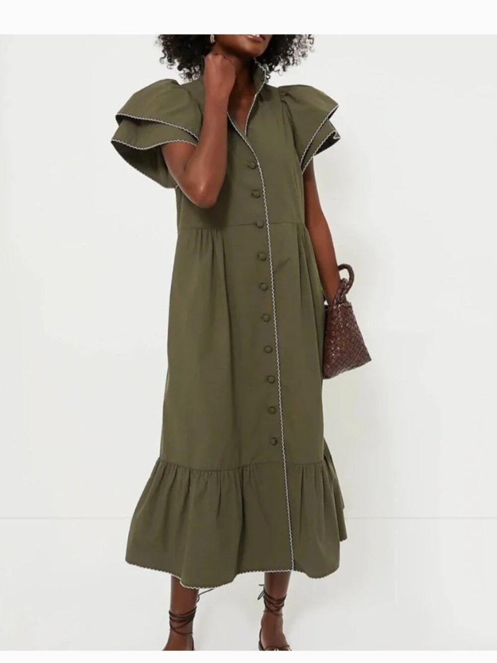 Tuckernuck Olive Green Alice Button-Front Midi Dress